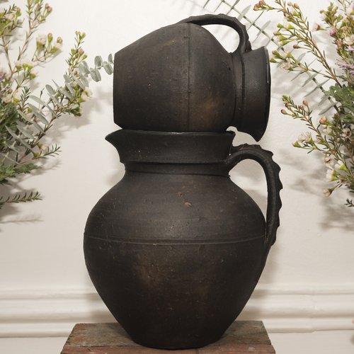 Large charred Gundivos Galcian ceramic jugs