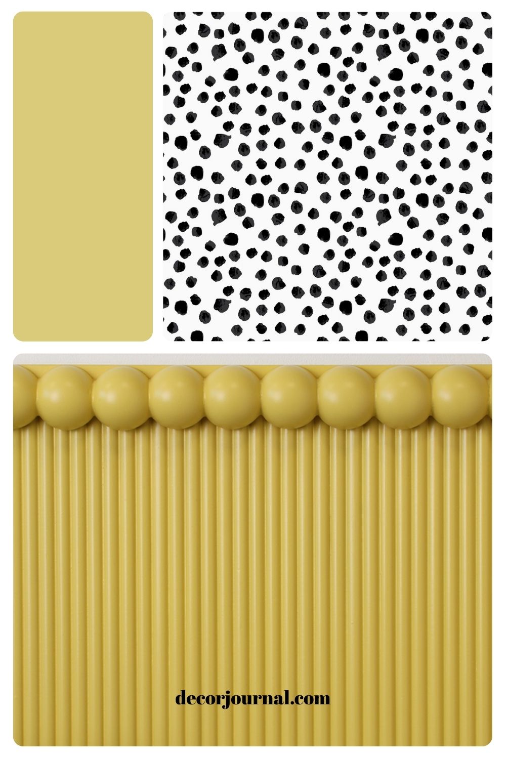 Lust Home, yellow polkadot wallpaper mood board.