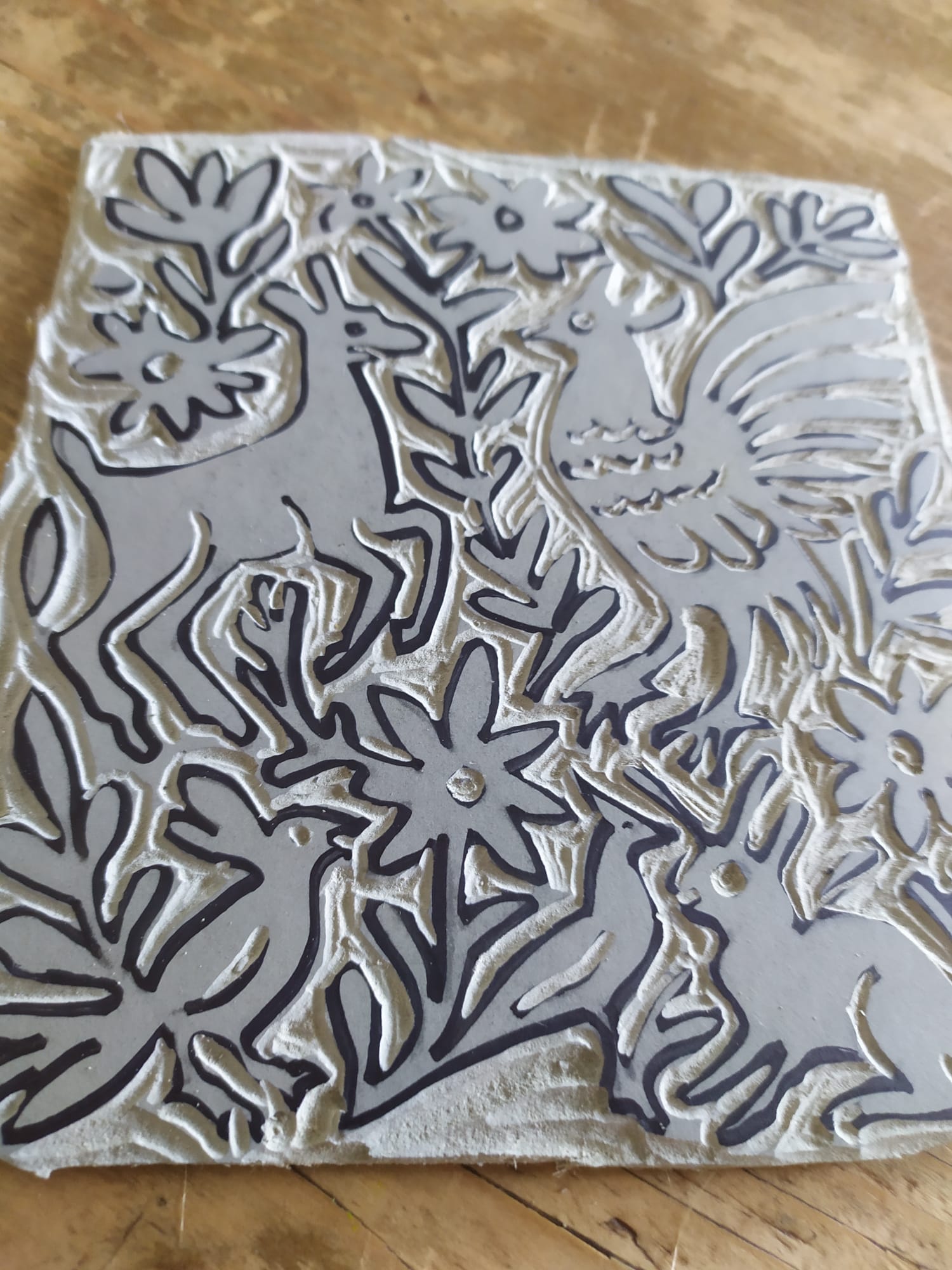 Otomi style patterns for lino print