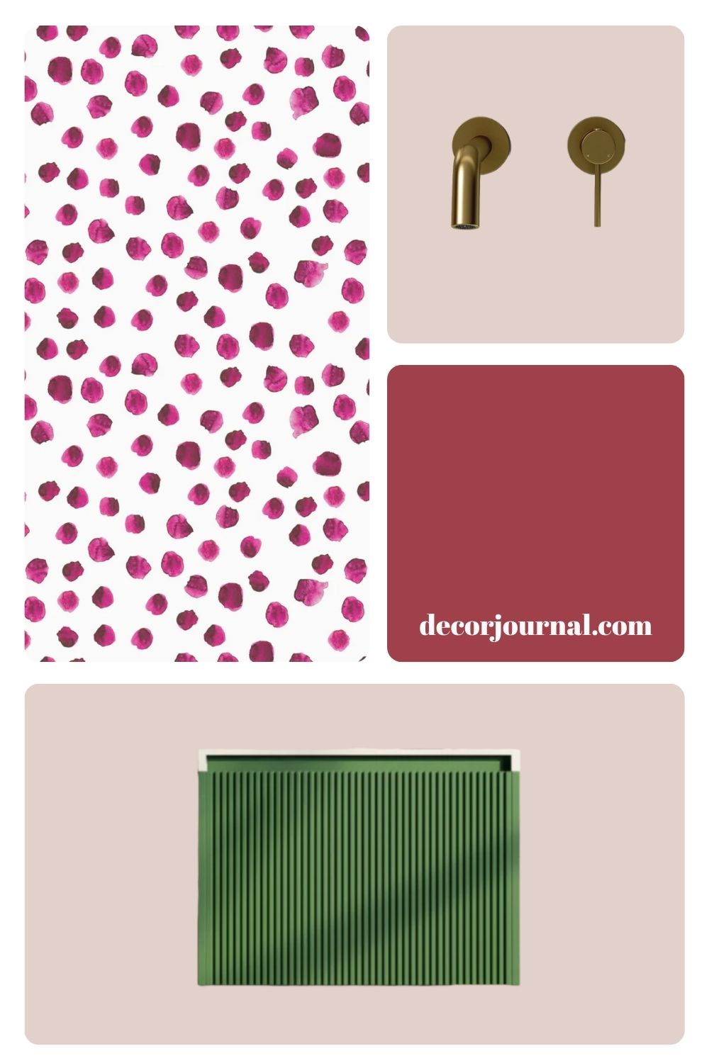 Lust Home, red polkadot wallpaper mood board.