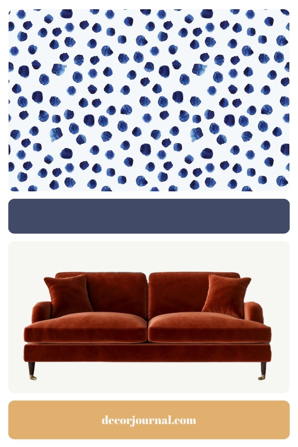 Lust Home, blue polkadot wallpaper mood board.