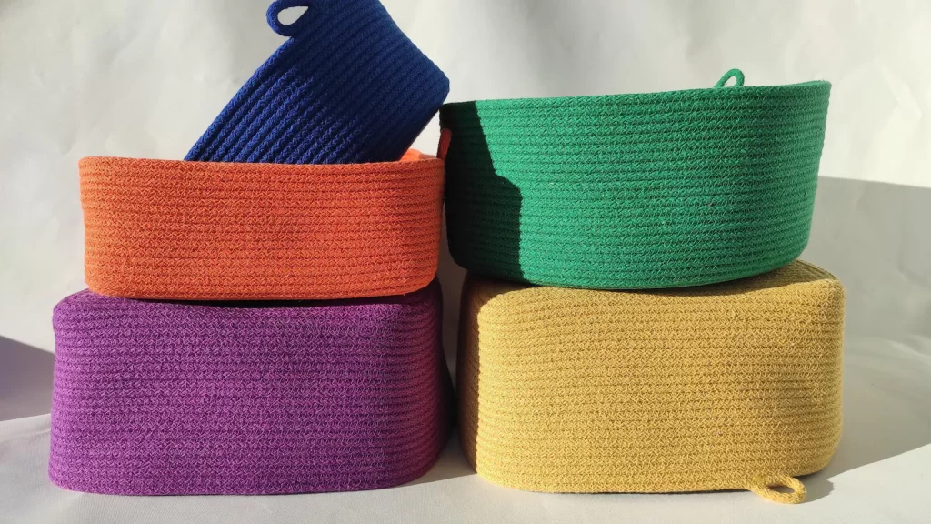 color-coded baskets for organization