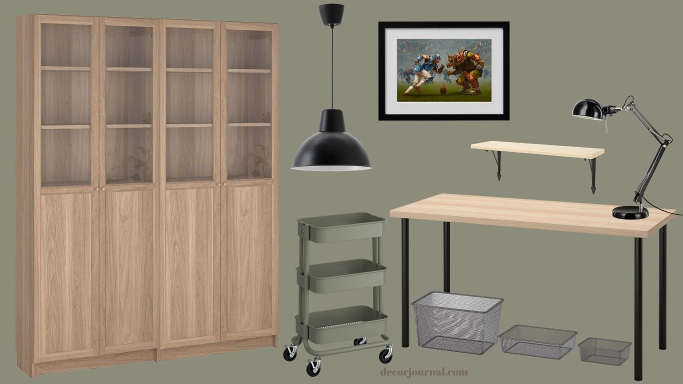 Warm, nature inspired warhammer hobby room colour palette