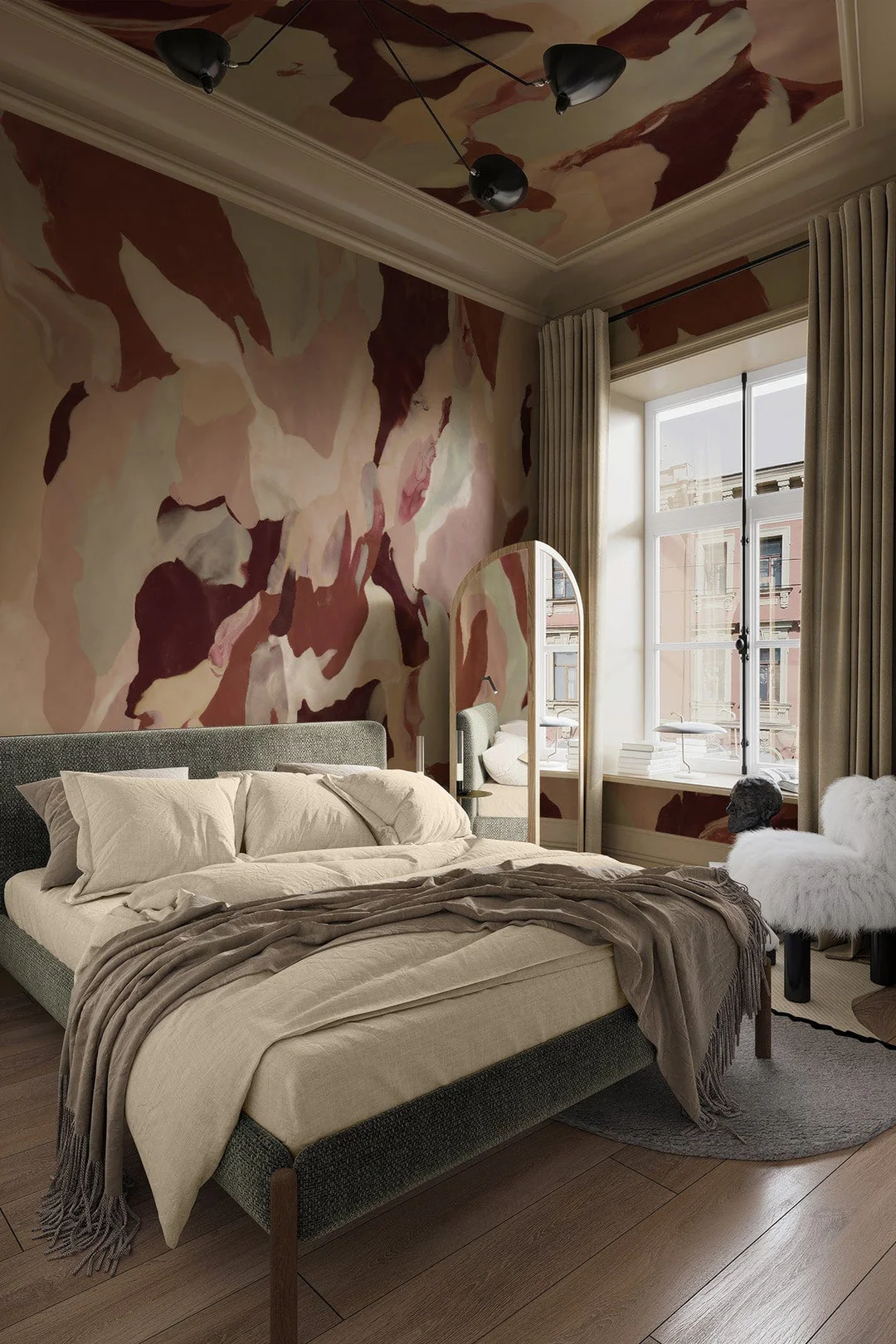 Oversized motif wallpaper from Belarte Studio in a clay marble pattern.