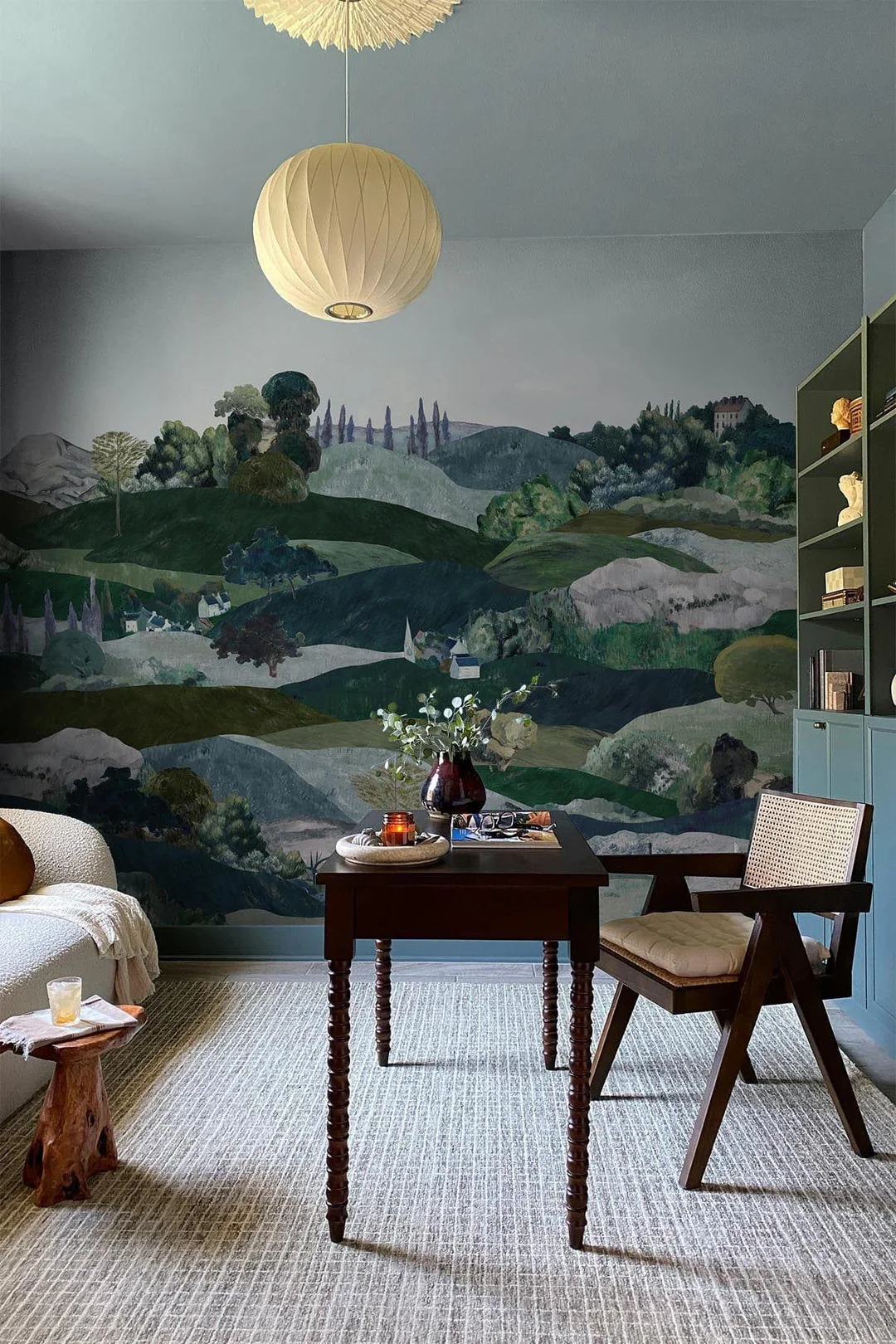 Accent wallpaper wall Eclectic Landscape Green by bearte studio