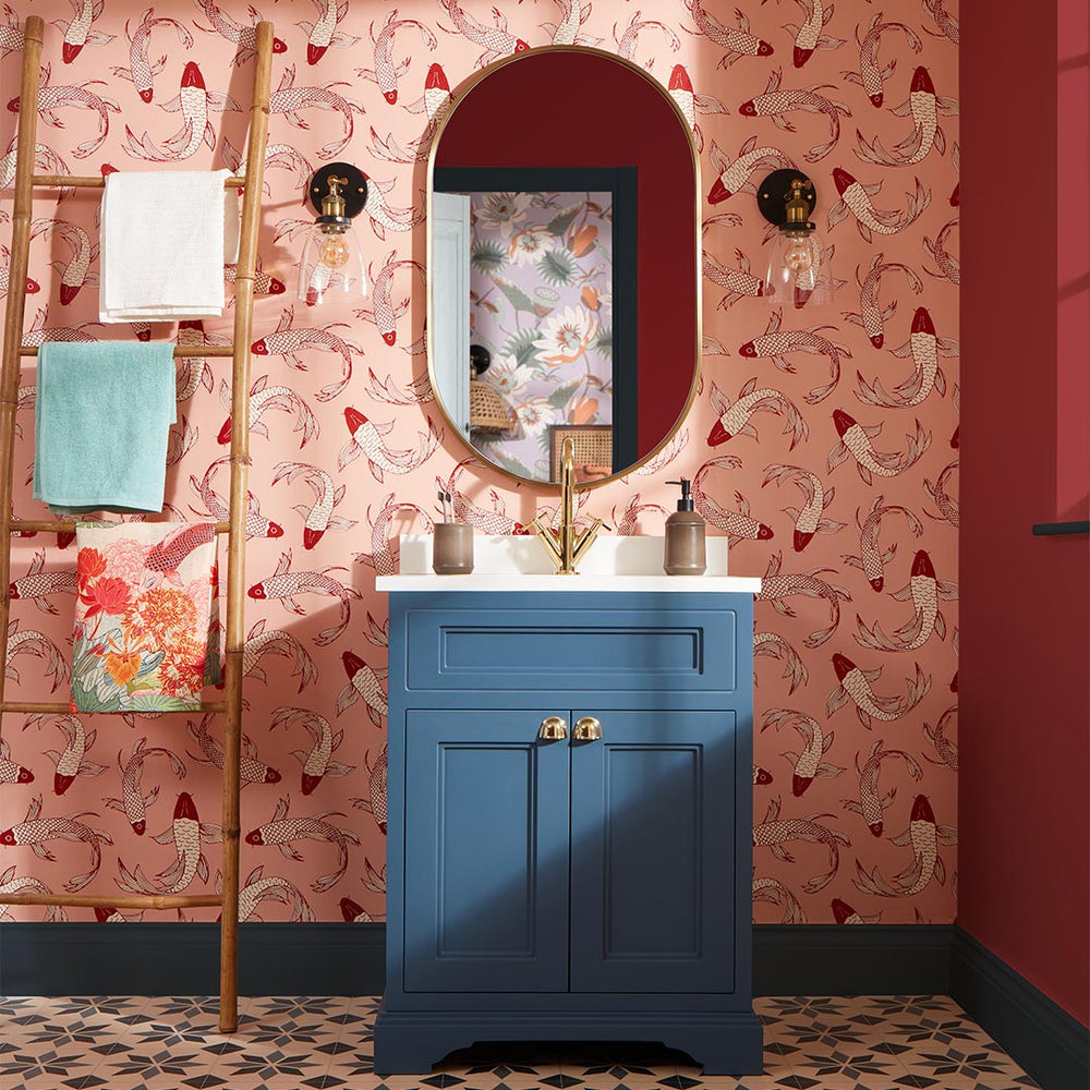Carpe Diem Wallpaper in Pink, Red and Ivory by Lust Home