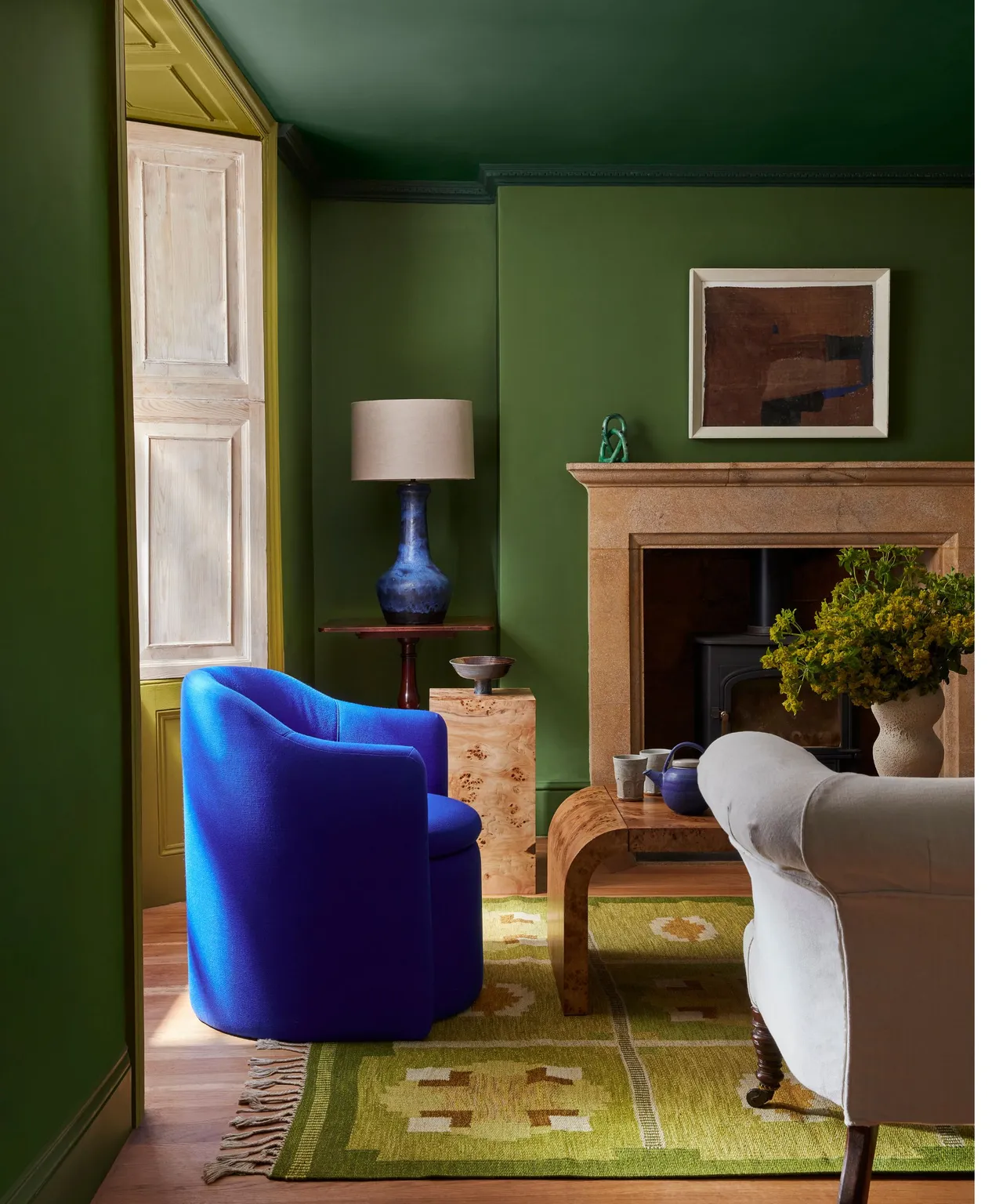 Green colour capped living room