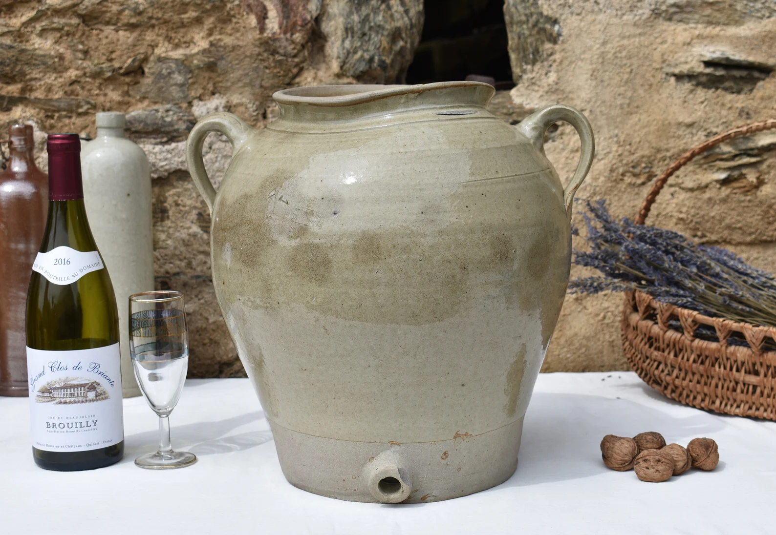 Antique French Stoneware Vinegar Keeper: Wabi Sabi Vase, Rustic Pottery