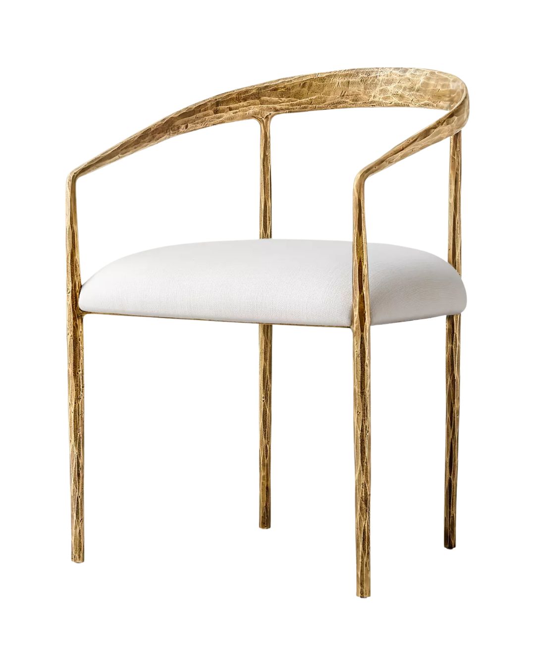 The World of RH brushed gold metal dining chair style