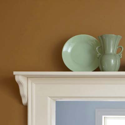Ceramics on over-door shelves