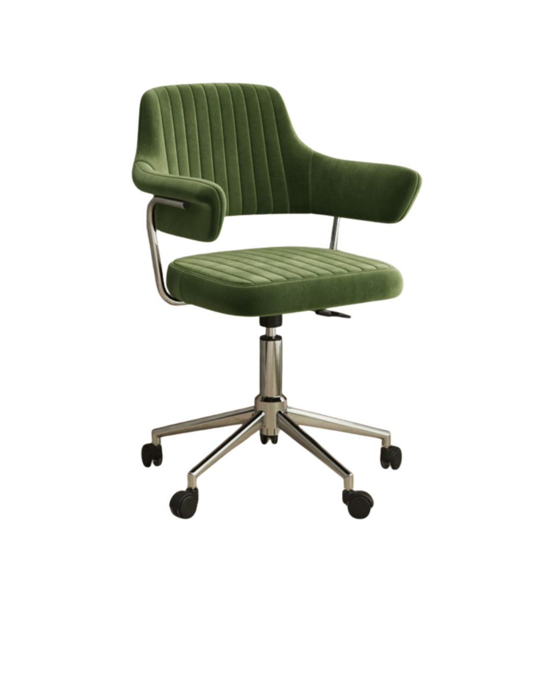 Olive Green Velvet Swivel Office Chair with Arms - Fenix
