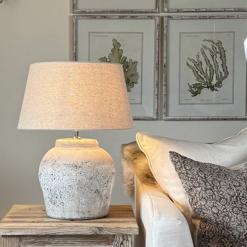 Large table lamp made out of aged concrete