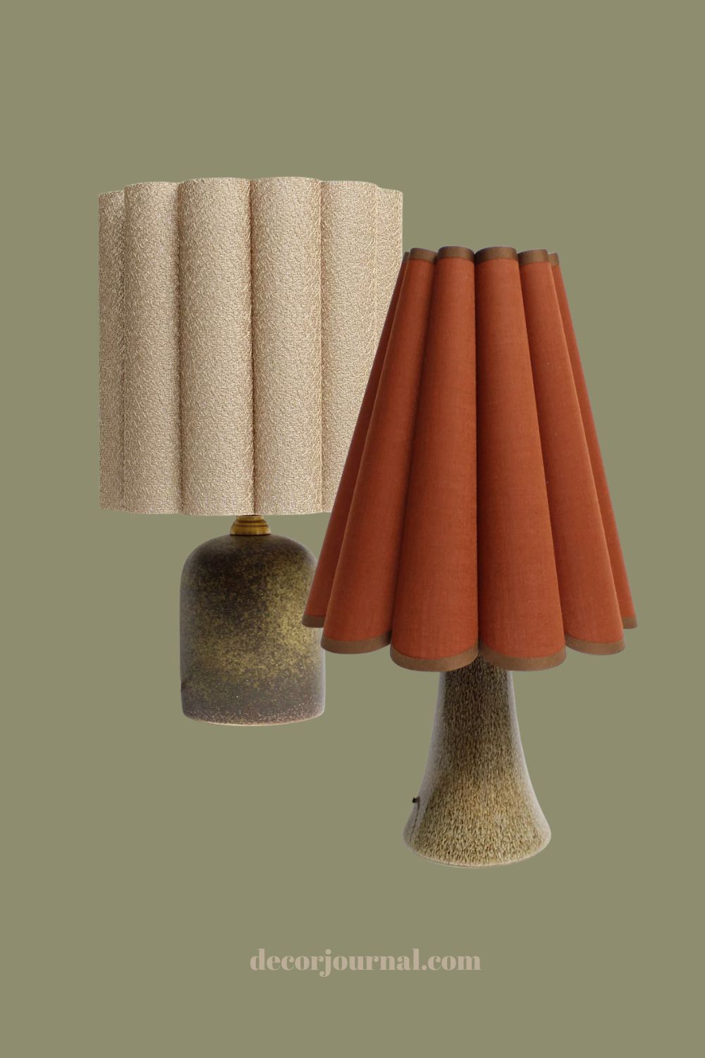 Handmade Brown Ceramic Table Lamp with Fabric Shade, by Duzy Designs Etsy.
