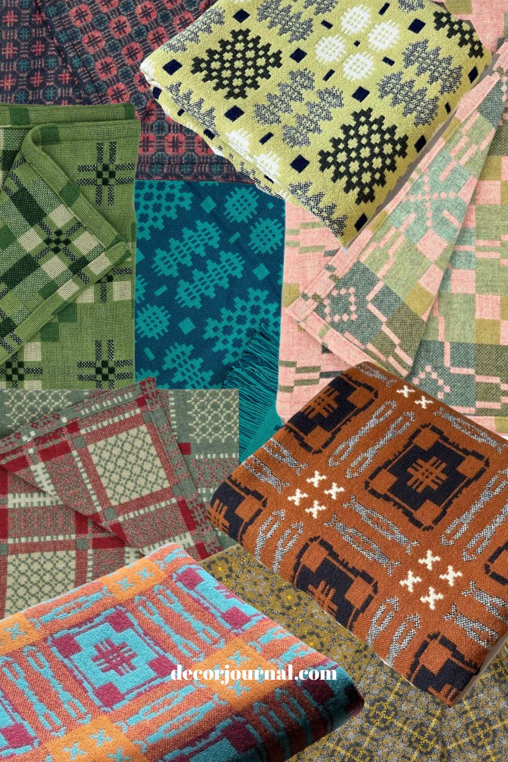 Selection of Welsh woven blankets from different producers in Wales