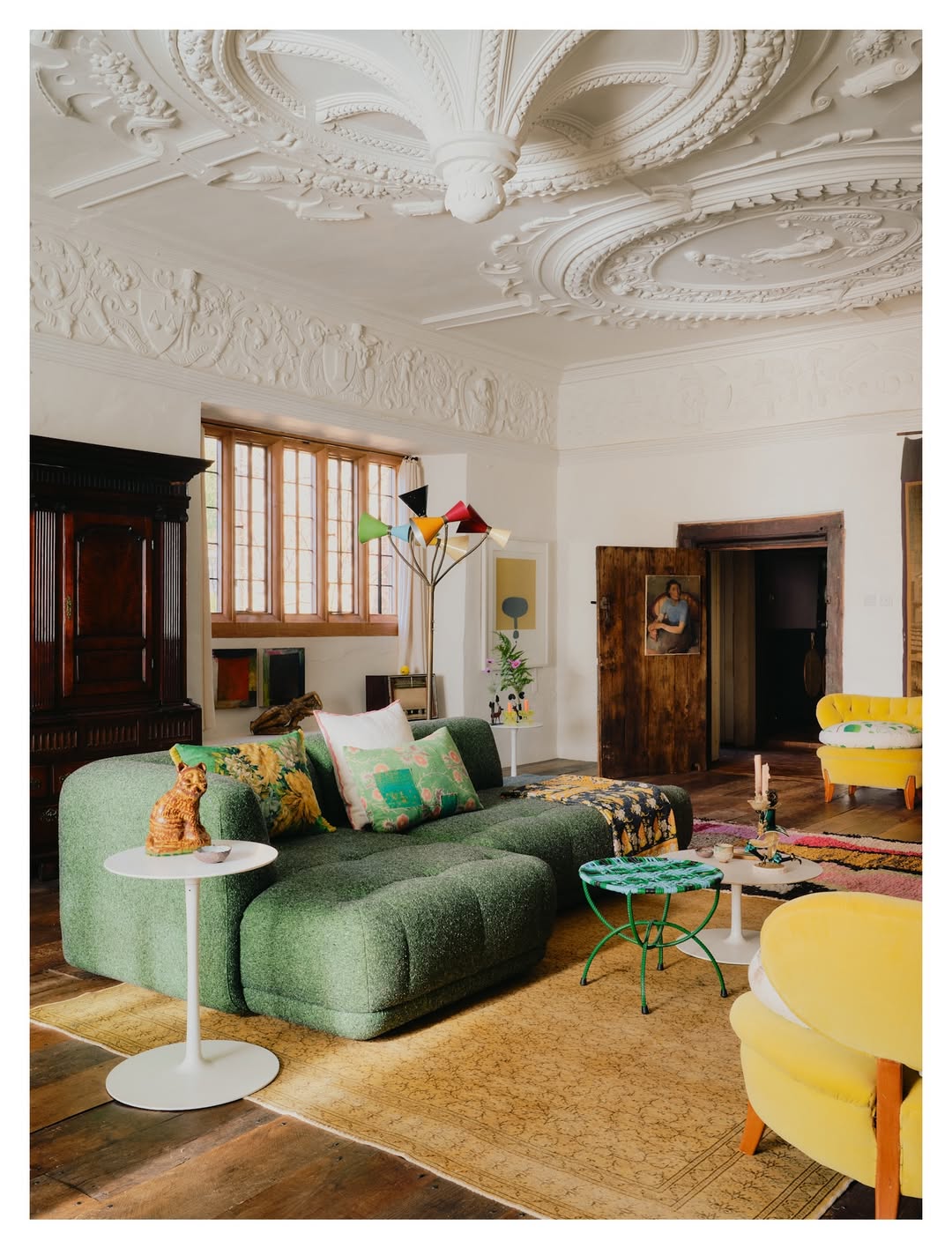 Heritage contemporary layered sitting room in Gaulden Manor, Photo  credit: Dean Hearne