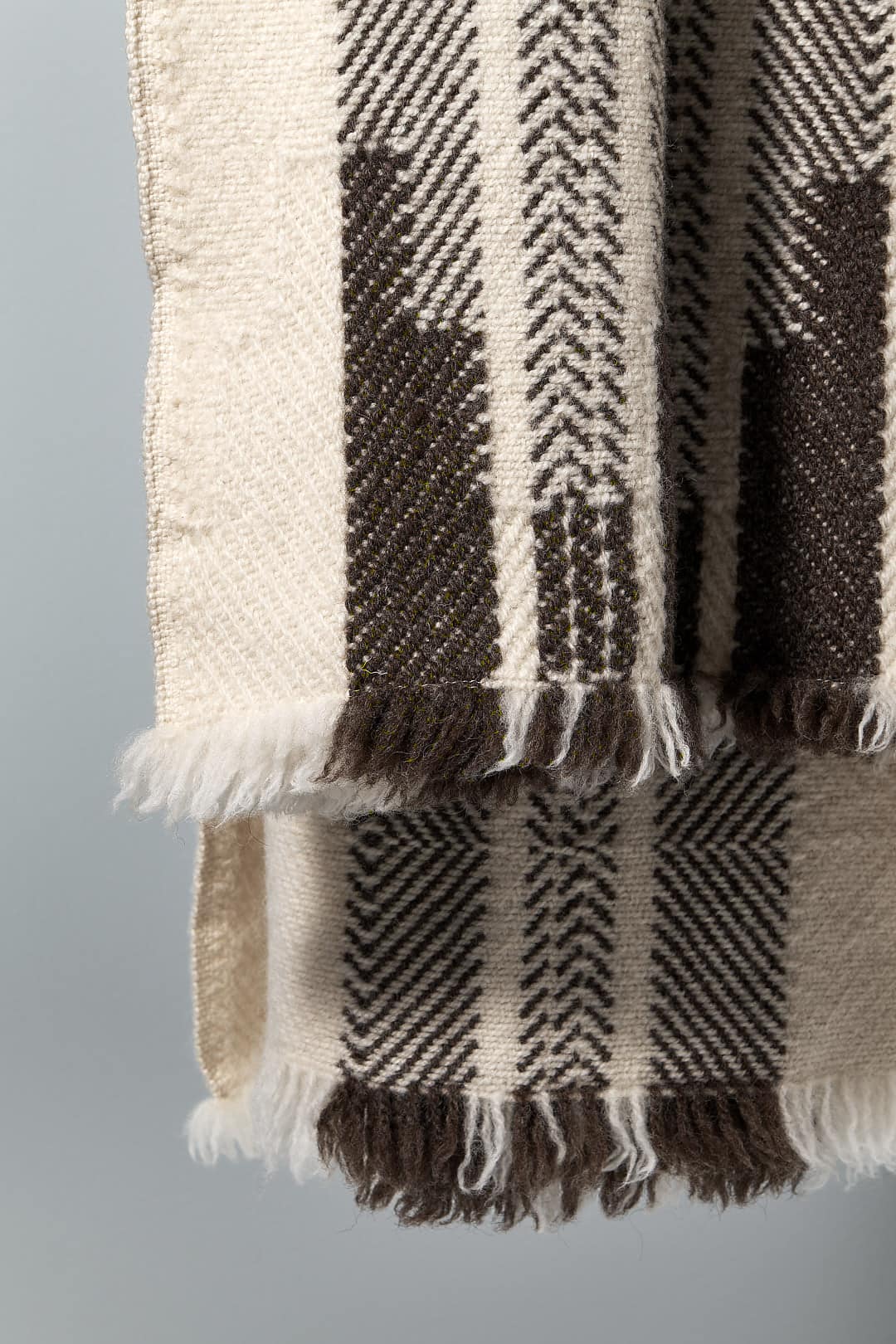 Bulgarian Shevitza Wool Blankets in brown and cream