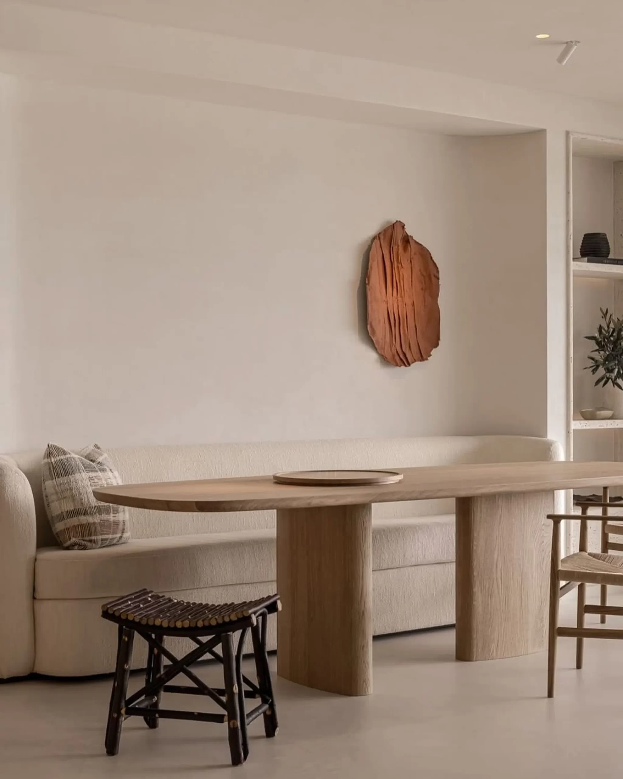 Curved furniture balanced with clean lines