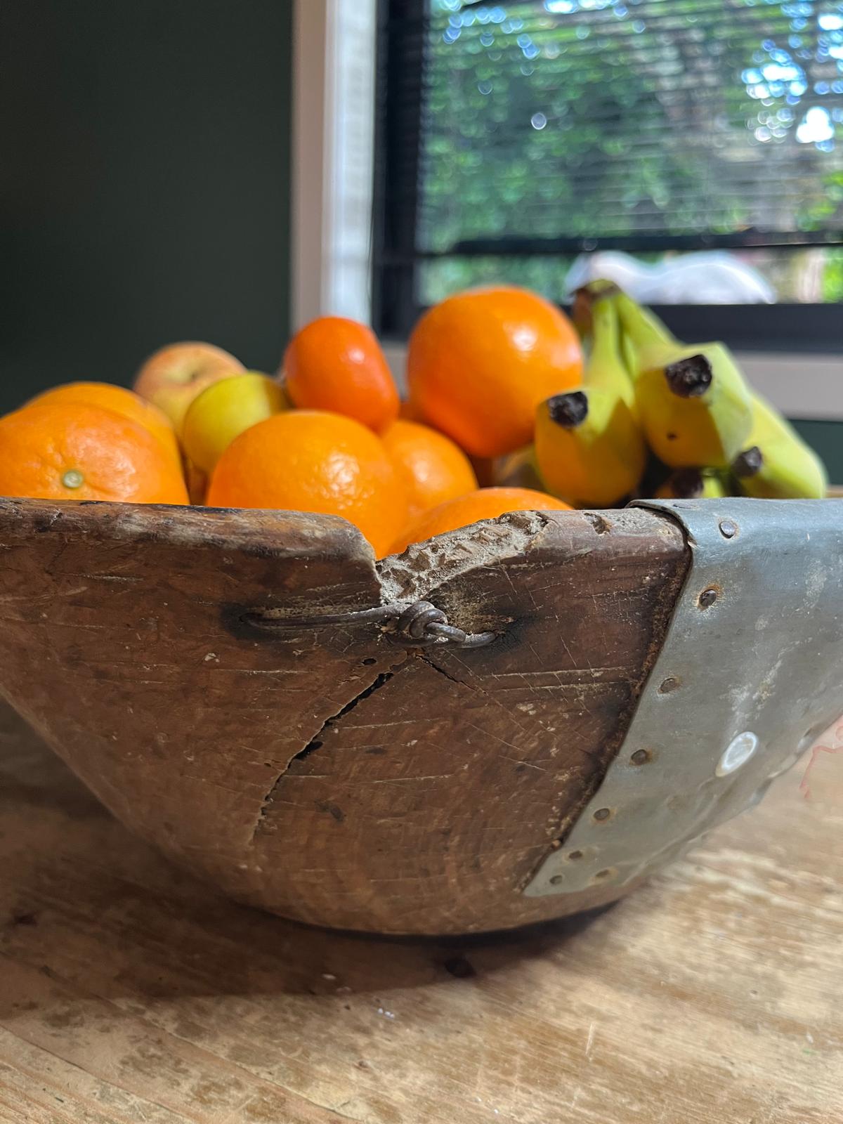 antique wooden dough bowl