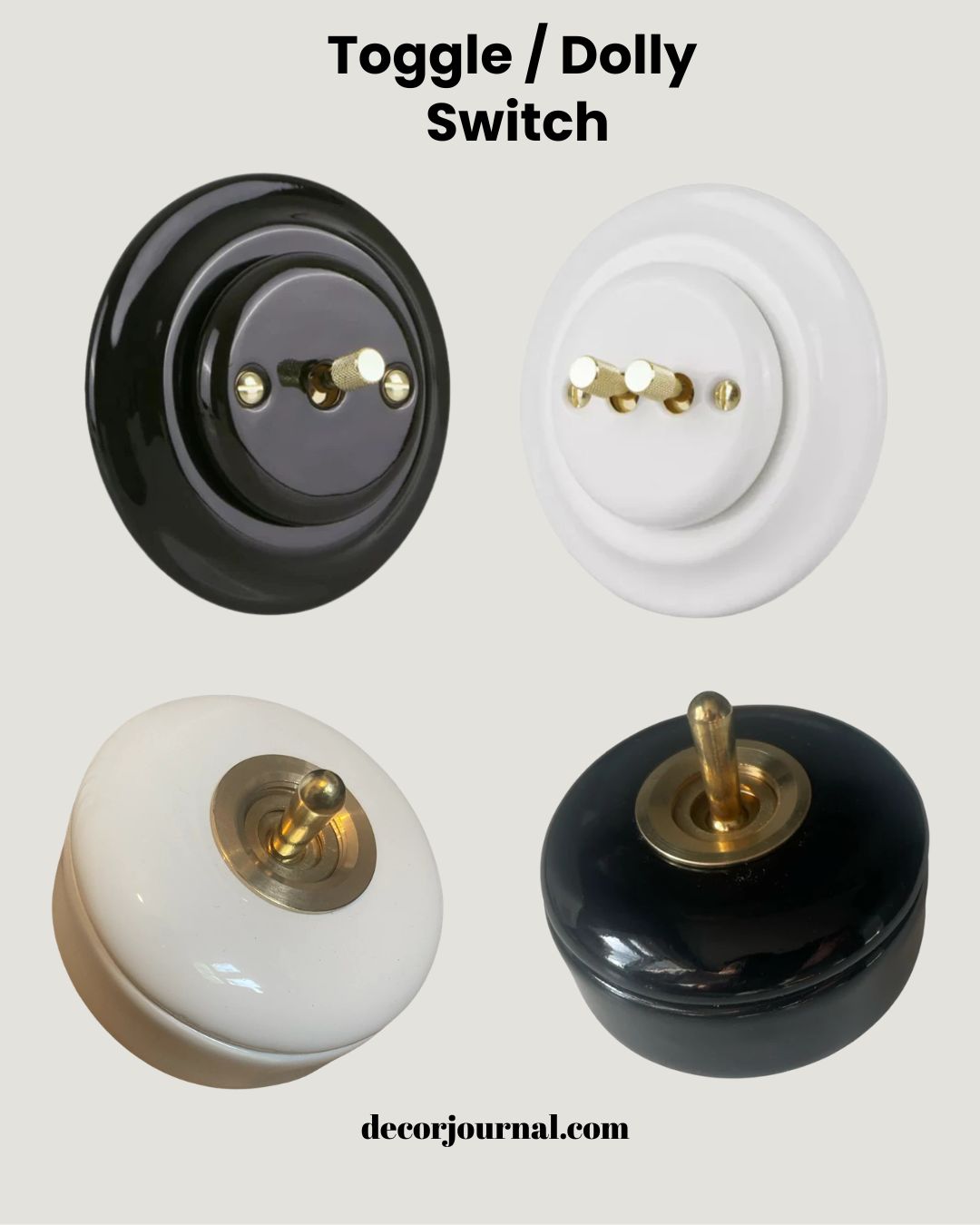 Ceramic light switches with toggle / dolly mechanisms 