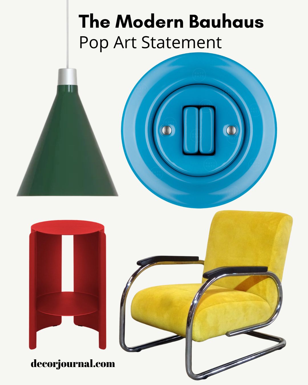 Bauhaus blue ceramic light switch mood board 