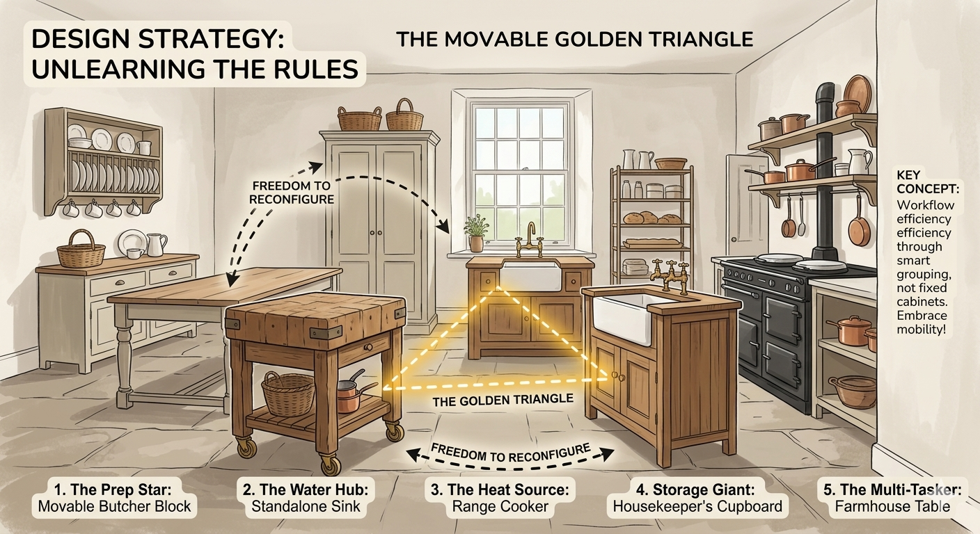 How to create the golden triangle in unfitted kitchen planning