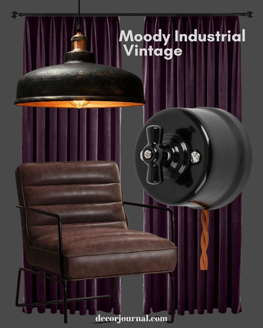 Black-ceramic-light-switch-indsutrial-vintage-mood-board