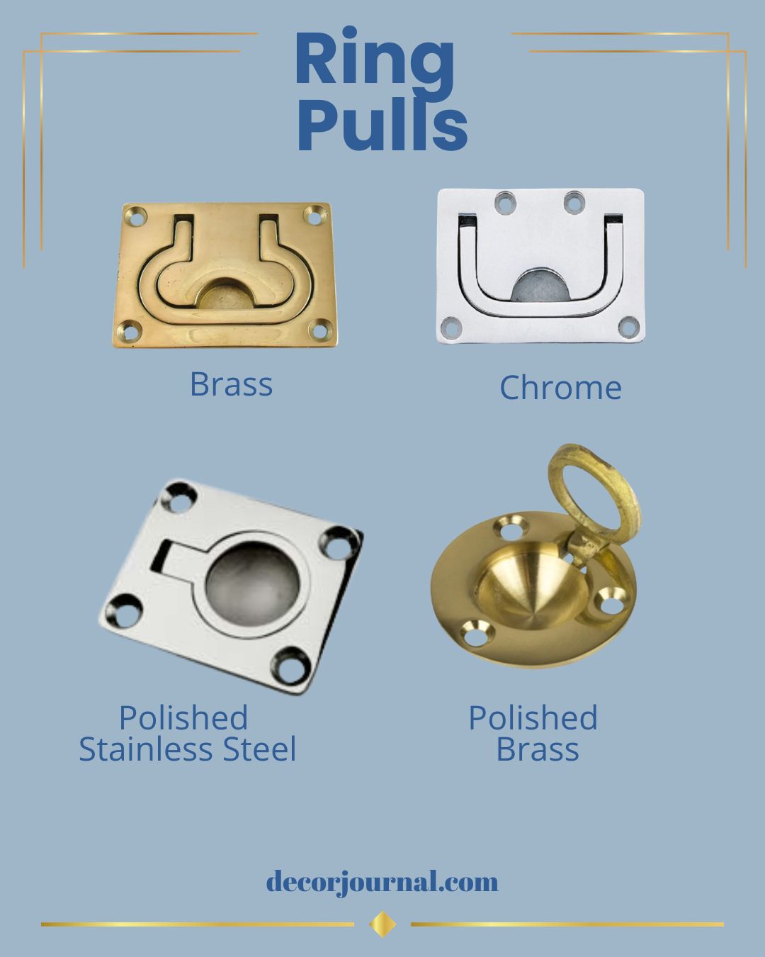Marine hardware ring pulls for residential interior design projects