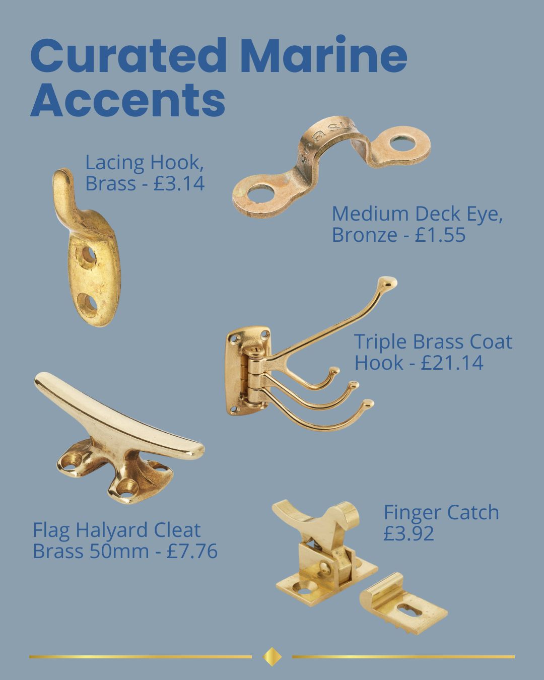 Curated marine hardware accents for residential design