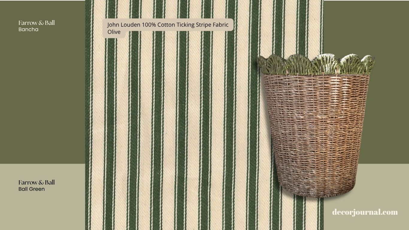 Green ticking fabric moodboard