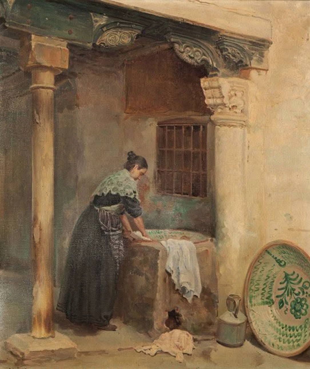 painting RAFAEL LATORRE VIEDMA / Lavando la Ropa" - 1902
