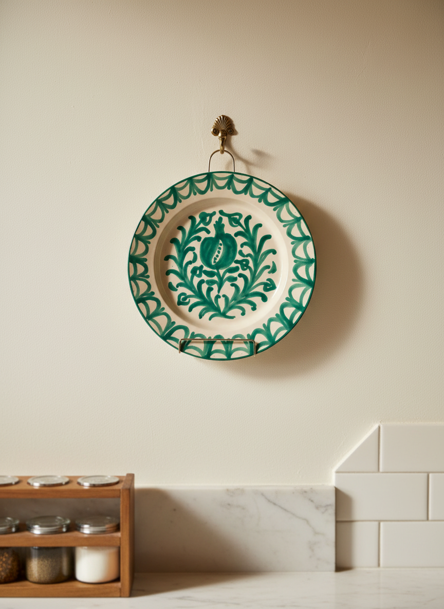 Green Fajalauza wall mounted ceramic plate 